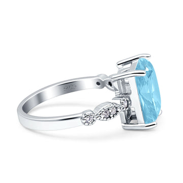 Vintage Emerald Cut Engagement Ring Simulated Aquamarine CZ 925 Sterling Silver Wholesale
